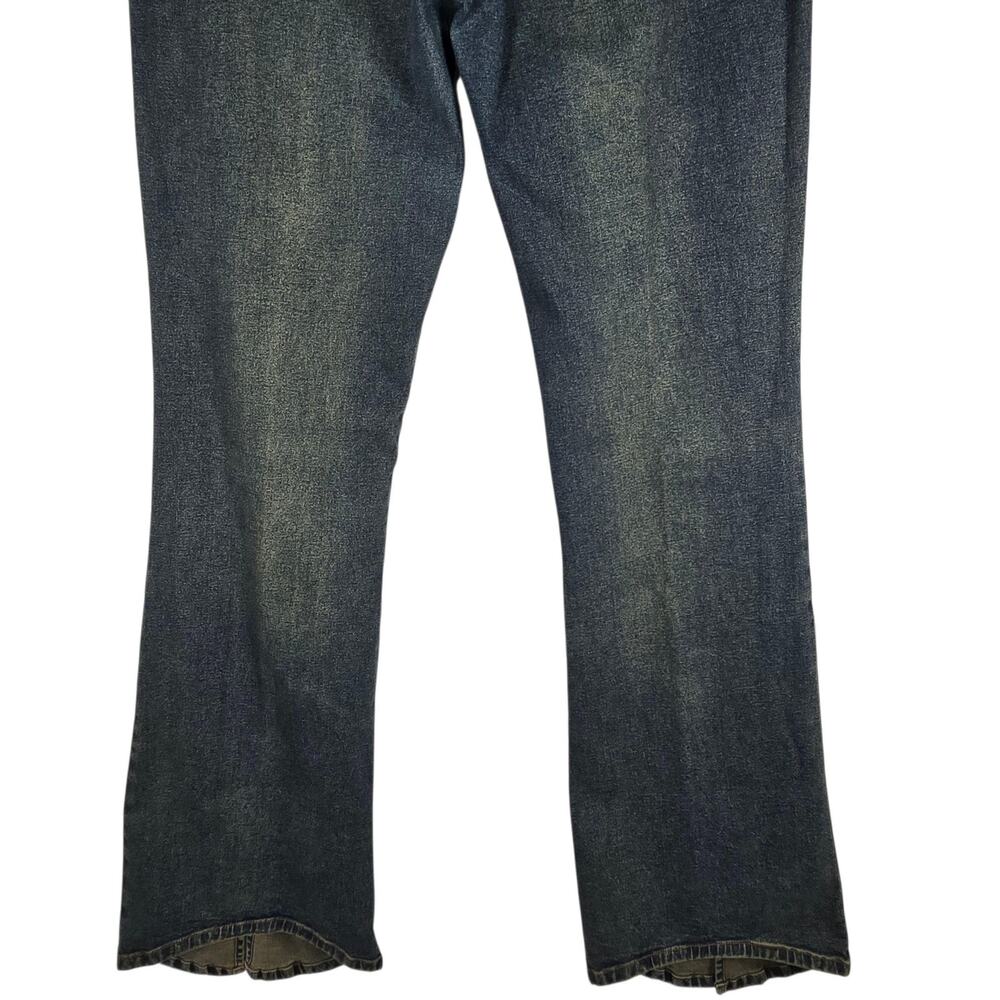 VTG YMI UBU Jeans 32x32 (JR 13) Split Hem Flare Leg Jeans Y2K Pocketless Stretch - Picture 10 of 11